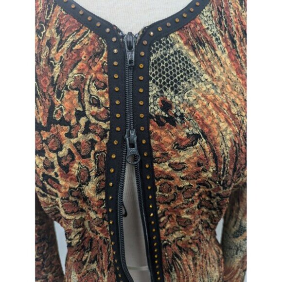 Vintage Joseph Ribkoff Animal Print Zip Up Jacket sz 6 Leopard Cheetah Snake - Picture 9 of 12